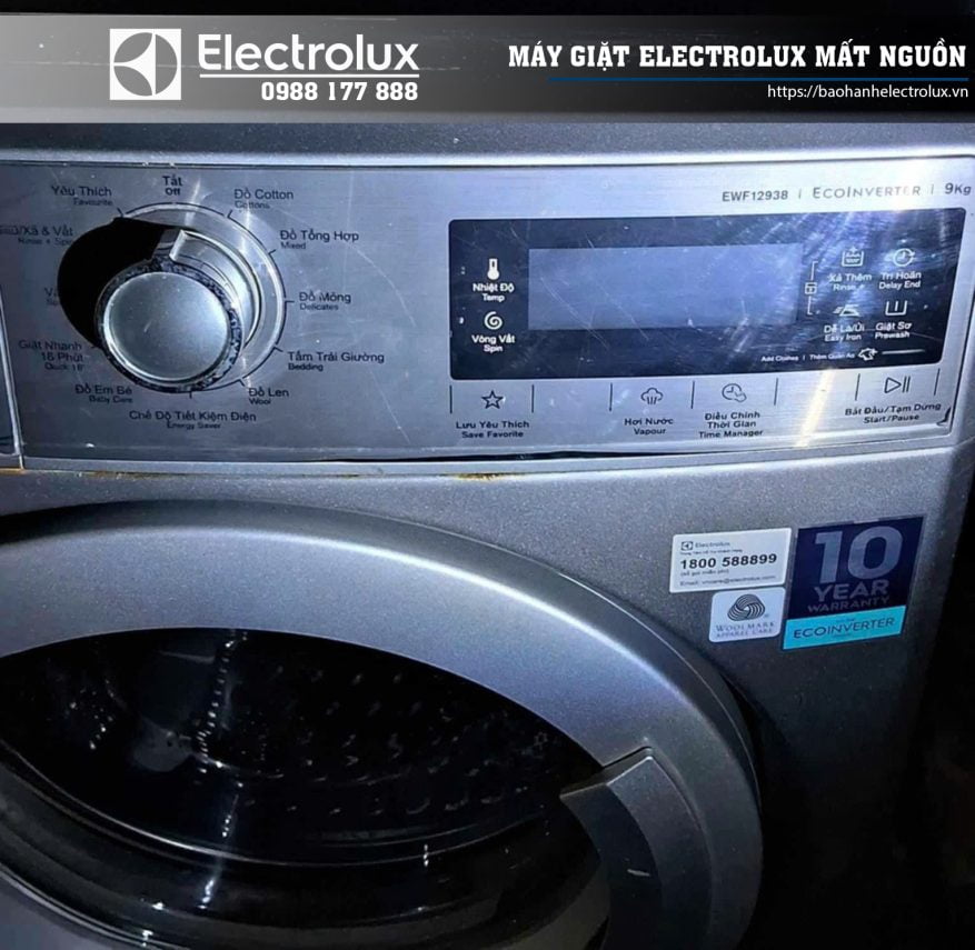 Máy giặt Electrolux mất nguồn, không lên đèn