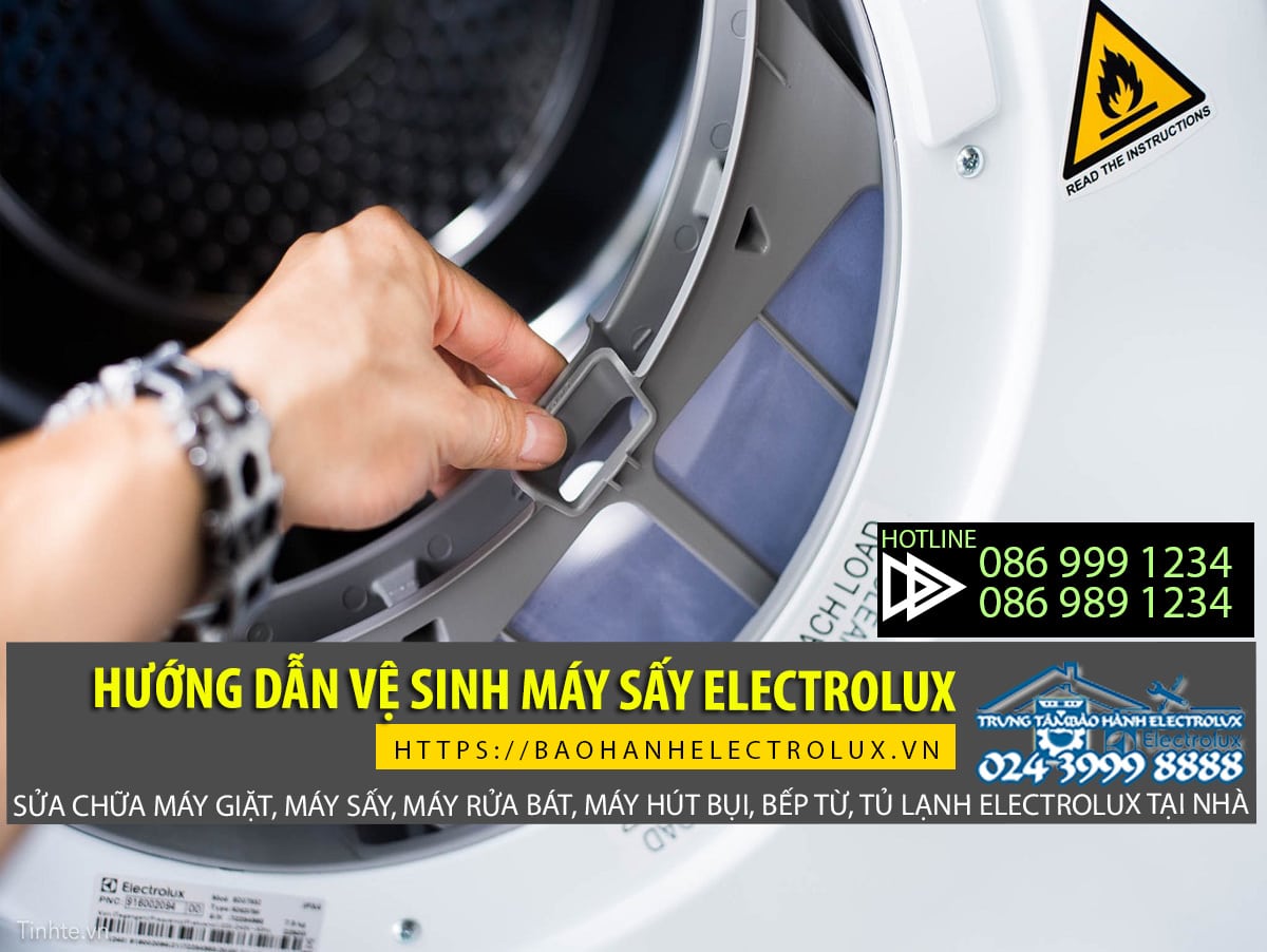 Vệ sinh máy sấy Electrolux không quên vệ sinh lưới lọc