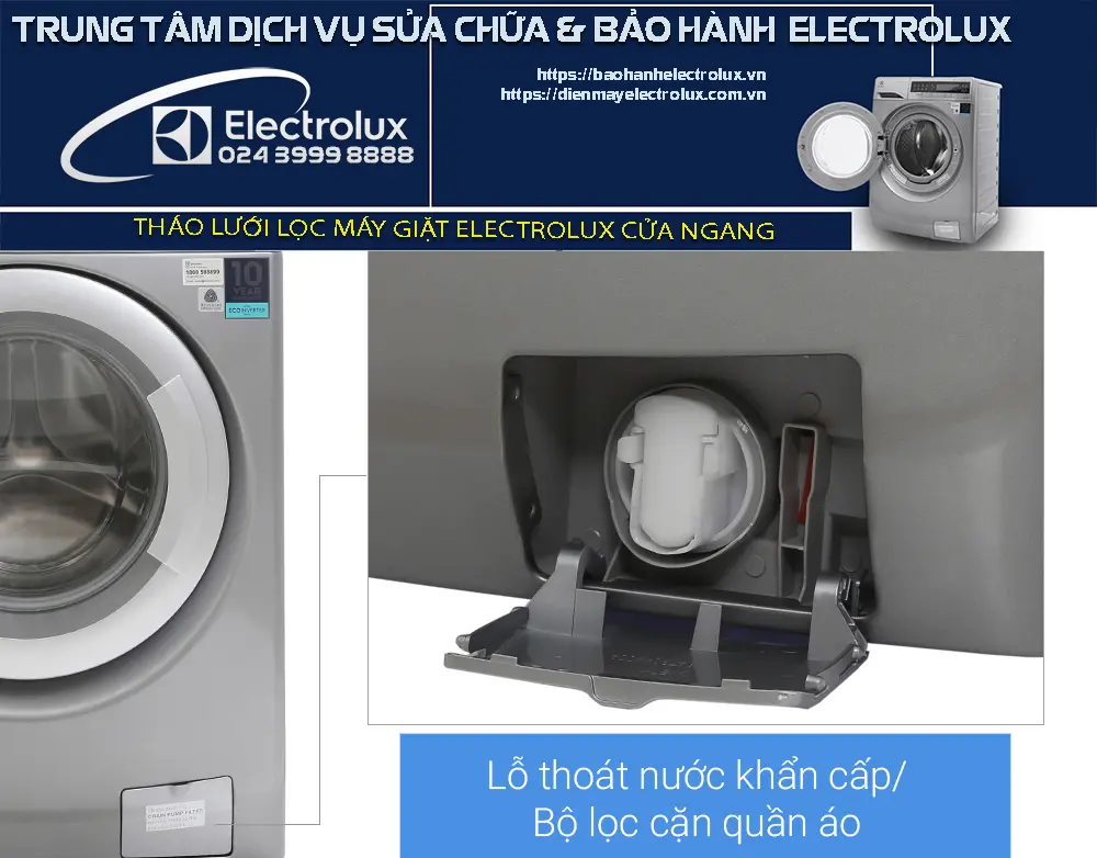 Cách tháo lưới lọc máy giặt Electrolux