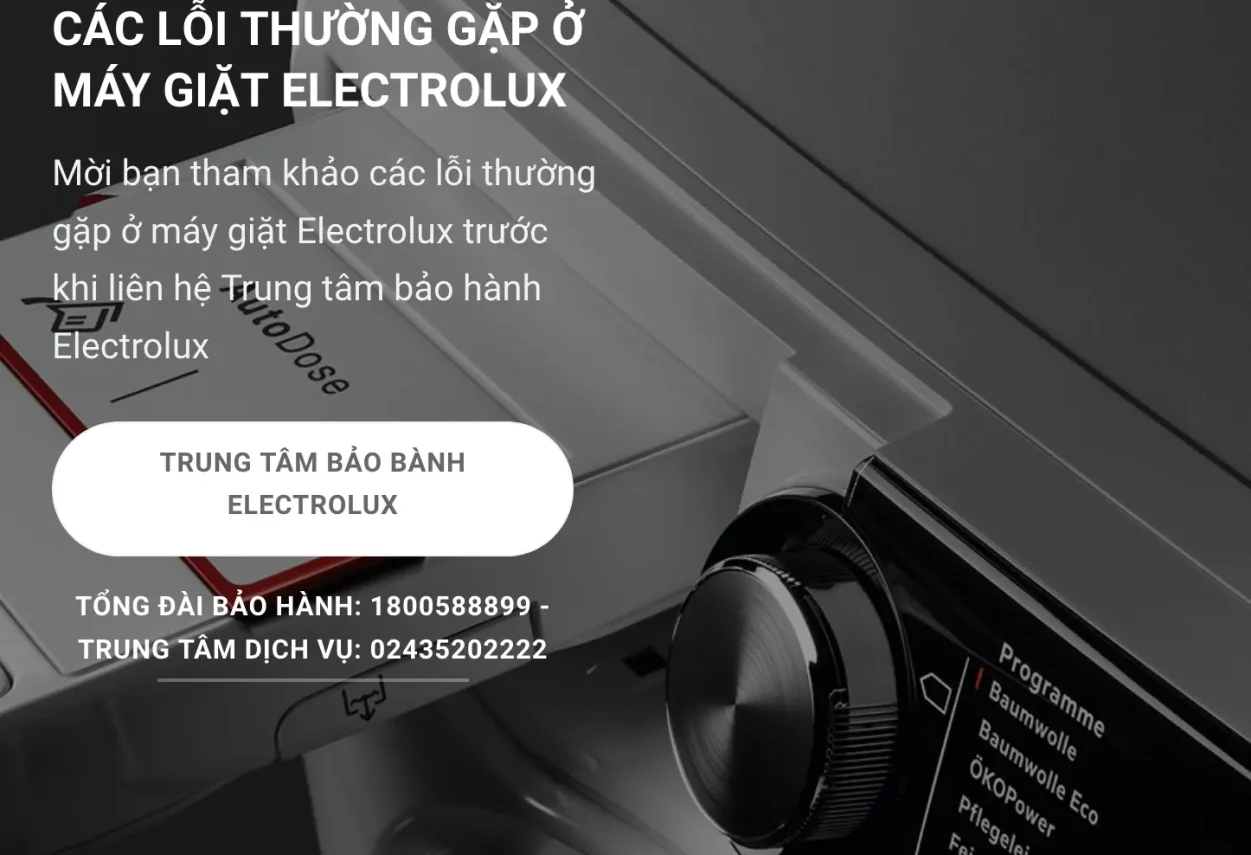 Các lỗi thường gặp ở máy giặt Electrolux